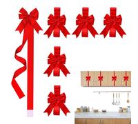 de Navidad para el Cabinet Bows - Decoración de Cinta para árbol de Navidad, Puerta Frontal, Ventana, Cocina, 6 Unidades, Rojo y Verde, Lazos de Cinta Grandes con de Alambre, decoración de