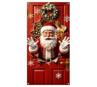 de Puerta Navideña 180 x 89 cm Papá Noel Gracioso Atravesando la Decoración | Divertida Cubierta de Puerta de Navidad para Porche Pasillo Entrada Tienda Balcón Corredor Hogar