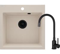 Deante Evora fregadero con grifo beige/negro ZQJN5103