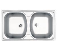Deante - Fregadero de acero inoxidable TECHNO, de 2 cubetas, 79x44 cm, con acabados decorativos