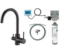 Deante kit de inicio con grifo de cocina de pie negro BCHFN64M