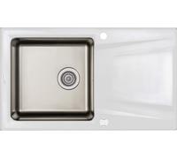 Deante Prime fregadero de granito y acero 86x50 cm blanco ZSR_A113