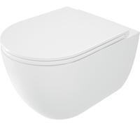 Deante Round taza de inodoro con asiento de cierre suave suspendido sin reborde blanco brillante CGRD6ZPW