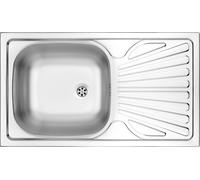 Deante - Fregadero de acero inoxidable TECHNO de una cuba con escurridor, 76x43,5 cm, con detalles decorativos