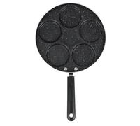 DEARMAMY Sartén para Freír Huevos de 6 Rejillas, Aluminio Negro | Antiadherente, Calentamiento Rápido y Mango Aislante, para Cocina Familiar, Desayunos y Mini Panqueques