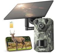 DEATTI Camara Fototrampeo Solar 4G LTE Camara Caza, Tarjeta SIM Camara de Caza Nocturna 940nm Invisibles IR Leds IP66 Impermeable, con Batería Incorporada de 7800mAh（Sin Tarjeta SD）