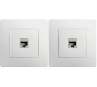 DEBFLEX - Caly - Enchufe RJ45 Cat. 6 - Enchufe de Pared Ethernet de Alta Velocidad - ABS - Instalación Empotrable - Blanco - 85 x 85 x 36 mm (Paquete de 2)