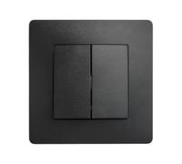 DEBFLEX - Caly - Interruptor Commutador Doble - Interruptor de Pared Cuadrado para Control de Iluminación - Terminales de Conexión Automática - ABS - Instalación Empotrable - Negro - 85 x 85 x 37 mm