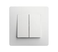 DEBFLEX - Caly - Interruptor Commutador Doble - Interruptor de Pared Cuadrado para Control de Iluminación - Terminales de Conexión Automática - ABS - Instalación Empotrable - Blanco - 85 x 85 x 37 mm
