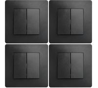 DEBFLEX - Caly - Interruptor Commutador Doble - Interruptor de Pared Cuadrado para Control de Iluminación - Terminales de Conexión Automática - ABS - Instalación Empotrable - Negro - 85 x 85 x 37 mm