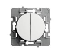 DEBFLEX - Casual Evo - Interruptor Conmutador Doble - Interruptor de Pared con Dos Botones - Instalación Rápida - ABS - Instalación Empotrada - Blanco -76 x 76 x 34 mm