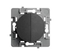 DEBFLEX - Casual Evo - Interruptor Conmutador Doble - Interruptor de Pared con Dos Botones - Instalación Rápida - ABS - Instalación Empotrada - Negro -76 x 76 x 34 mm
