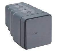 DEBFLEX - Cyklone - Interruptor Conmutador Completo - Interruptor Luminoso - Estanco IP55 - Interior/Exterior - Instalación en Superficie - Gris Oscuro - 75 x 75 x 65 mm (Paquete de 4)