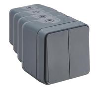 DEBFLEX - Cyklone - Interruptor Conmutador Doble - Interruptor de Pared - Estanco IP55 - Interior/Exterior - Instalación en Superficie - Gris Oscuro - 75 x 75 x 65 mm (Paquete de 4)