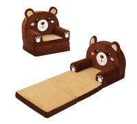 decalsweet Sofá Plegable de Felpa para Niños con Respaldo Sillón 2 en 1, Cómoda Ligero Estable Sillón Infantil con Cremallera, Sofá Cama para Bebé para Dormitorio Sala de Juegos, Mini Sofa (Oso)