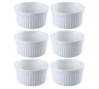 DECHOUS Juego de 6 Cuencos Redondos de Cerámica de Color Claro para Postres y Horno, Resistentes a Altas Temperaturas y Diseño Práctico para Suflé y Pudín