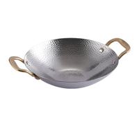 DECHOUS Olla Seca de Acero Inoxidable, Wok de Doble Asa, Plata, Bien Pulida y Ligera, para Restaurante y Hogar, Pequeña Olla de Cocina para Barbacoa Coreana y Cocina Doméstica