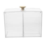 DECHOUS Organizador de Cosméticos Transparente Caja Dispensadora de Hisopos y Almohadillas de 3 Compartimentos Contenedor Multiusos para Tocador, Almacenamiento Compacto para Baño