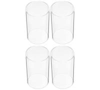 DECHOUS Pantallas de Vidrio Cilíndricas Transparentes para Velas, 4 Piezas, Resistentes al Viento, Vidrio Borosilicato, Ideales para Adornos y Manualidades