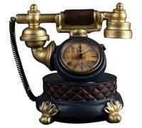 DECHOUS Reloj Retro de Sobremesa Dorado de Resina Función Decorativa y Adorno para Estantería o Mesa en Estilo Vintage Artístico