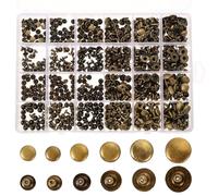 DECHOUS Remaches y Estilo de Bolsos de Cuero Ropa Reparación Vintage 360 Piezas Remache Metálicos Metálico Doble Cara Rápido Redondo de Botón Cobre Dorado, Redondos