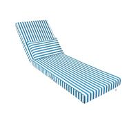 deco arts Colchoneta Tumbona Exterior 190x60x10 cm con Reposacabezas - Cojín para Jardín, Terraza y Piscina - Tela Poliéster 270 g/m² Oeko-Tex - Rayas Turquesas