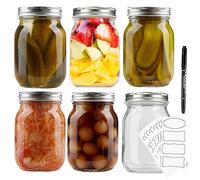 DECO EXPRESS Conjunto 6 Tarros Vidrio con Tapa - Tarros de 500 ml Herméticos de Cristal con Etiquetas y Marcador - Tarros de Almacenamiento para, Conservas, Chuches, Dulce