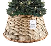 DECO EXPRESS Falda para Arbol de Navidad de Mimbre, Cubre Árbol Navidad Decoración para Fiestas, 36cm x 28cm (Beige, Altura 36cm/Base 56.5cm)