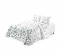 ️ DECOCASA Colcha Bouti Acolchada Ligera Estampado Floral - Tonos Verde y Beige