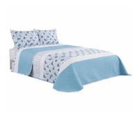 DECOCASA Colcha Bouti Azul Estampado Floral, Acolchada Ligera, Incluye 1 o 2 Fundas Bed 135cm