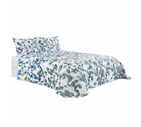 DECOCASA |Colcha Bouti Hojas Verdes | Acolchada Ligera y Transpirable | Incluye 1 o 2 Fundas 50x70 cm Bed 135cm