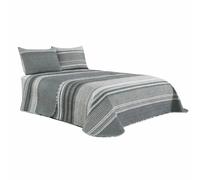 DECOCASA Colcha Bouti Rayas Verde Gris Acolchada Ligera con Fundas - Primavera Verano - OEKO-TEX® Bed 105cm