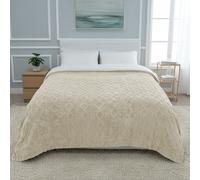 DecoCasa Manta Borreguillo Jacquard Gruesa de Sedalina | Diseño Trenzado Ultrasuave y Cálida para Sofá y Cama en Invierno Beige