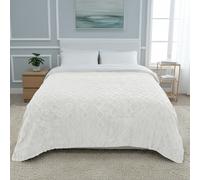 DecoCasa Manta Borreguillo Jacquard Gruesa de Sedalina | Diseño Trenzado Ultrasuave y Cálida para Sofá y Cama en Invierno White