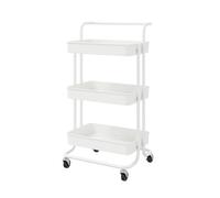 DECODEKO-Carro Camarera De Cocina Metalico, Cesta de Resina, Con Ruedas. Soporta 15kg Carrito auxiliar Multiuso.3 Niveles Cajon de Almacenamiento. 84x42x38cm. Ideal para Frutas, Verduras, Cocina,