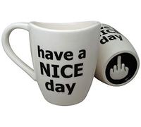 Decodyne - Taza de café con una mano haciendo una peineta en la parte inferior, con el texto en inglés «Have a nice day», de 414 ml