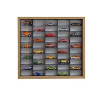 Decographics | Estante Expositor H50 | Compatible con Hot Wheels | Capacidad 50 Coches | Vitrina para colección | Organizador de Coches (Roble Interior Negro)