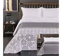 decoking 77214 Colcha Doble Cara, poliéster, gris blanco, poliéster, Multicolor( Gris/Blanco), 220 x 240 cm