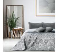DecoKing Cama Queen: poliéster, Gris Blanco, 200x220