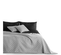DecoKing Negro Acero Plata Antracita Gris Colcha Colcha Doble Pespunte Black Silver Axel, poliéster, Plateado/Negro, 170x210 cm