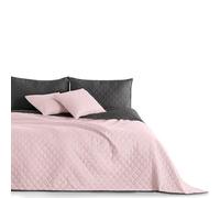 DecoKing Rosa Clara Gris Marengo Colcha Reversible Doble Pespunte Fácil Powder Pink Charcoal Axel, Poliéster, 170x210 cm