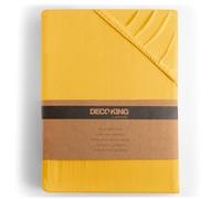 DecoKing Sábana Bajera Ajustable 180x200-200x200 cm 100% Algodón Peinado Jersey Suave Sabana 180x200cm - 200x200cm Naranja Amber