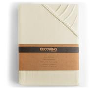 DecoKing Sábana Bajera Ajustable 180x200-200x200 cm 100% Algodón Peinado Jersey Suave Sabana 180x200cm - 200x200cm Beis Amber