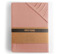 DecoKing Sábana Bajera Ajustable 180x200-200x200 cm 100% Algodón Peinado Jersey Suave Sabana 180x200cm - 200x200cm Salmón Amber