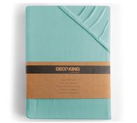 DecoKing Sábana Bajera Ajustable 200x200-200x220 cm 100% Algodón Peinado Jersey Suave Sabana 200x200cm - 200x220cm Turquesa Claro Amber
