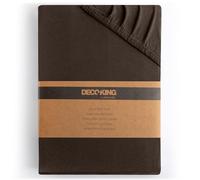 DecoKing Sábana Bajera Ajustable 200x220-220x240 cm 100% Algodón Peinado Jersey Suave Sabana 200x220cm - 220x240cm Chocolate Marrón Amber