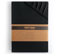 DecoKing Sábana Bajera Ajustable 200x220-220x240 cm 100% Algodón Peinado Jersey Suave Sabana 200x220cm - 220x240cm Negro Amber