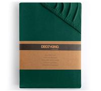 DecoKing Sábana Bajera Ajustable 200x220-220x240 cm 100% Algodón Peinado Jersey Suave Sabana 200x220cm - 220x240cm Botella Verde Amber