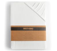 DecoKing Sábana Bajera Ajustable 200x220-220x240 cm 100% Algodón Peinado Jersey Suave Sabana 200x220cm - 220x240cm Blanco Amber