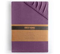DecoKing Sábana Bajera Ajustable 200x220-220x240 cm 100% Algodón Peinado Jersey Suave Sabana 200x220cm - 220x240cm Ciruela Amber